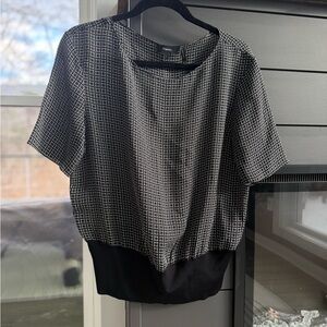 Theory Monochrome Grid Pattern Blouse